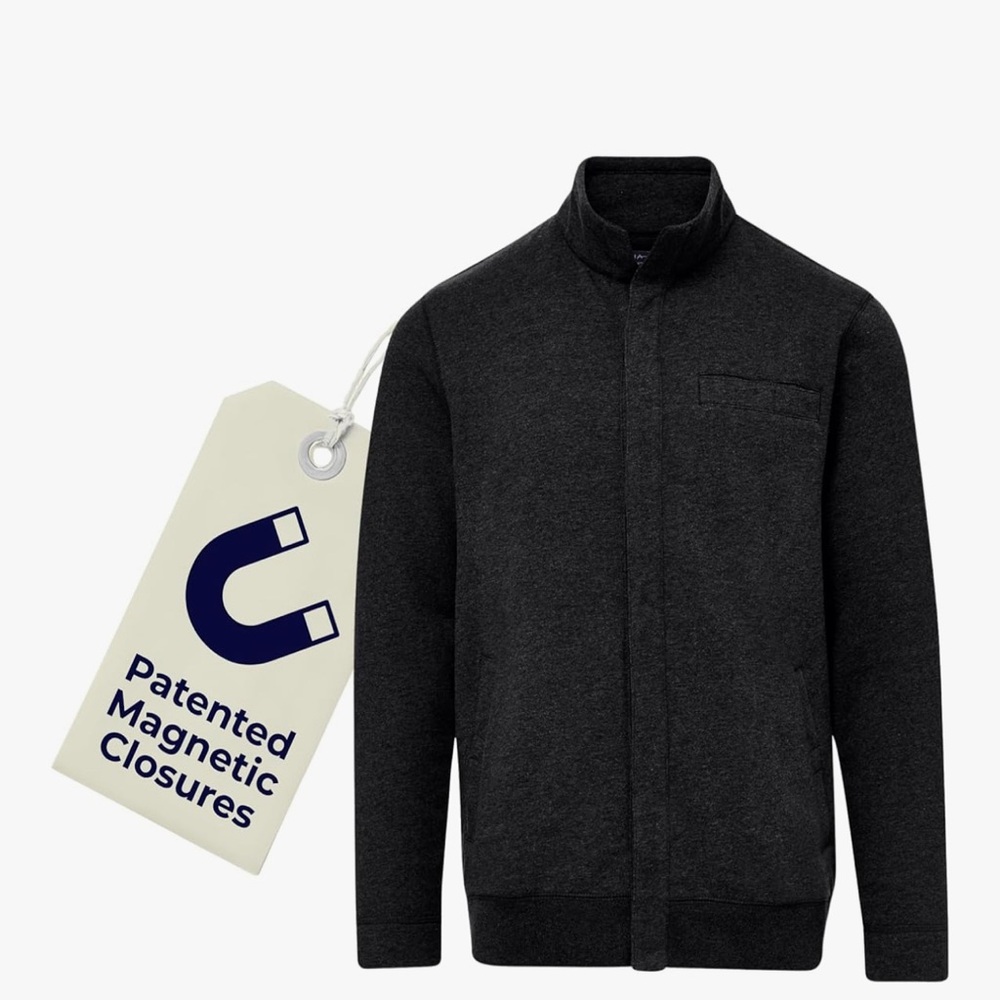 Men's Black Sweater with Magnetic Closures